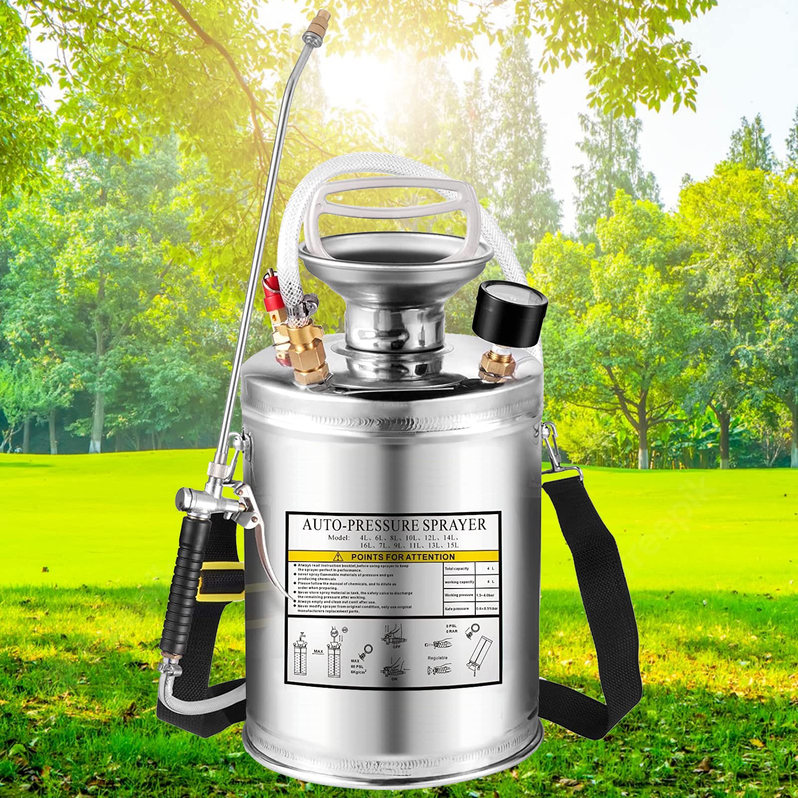 Kweetle 1Gal Stainless Steel Pump Up Sprayer