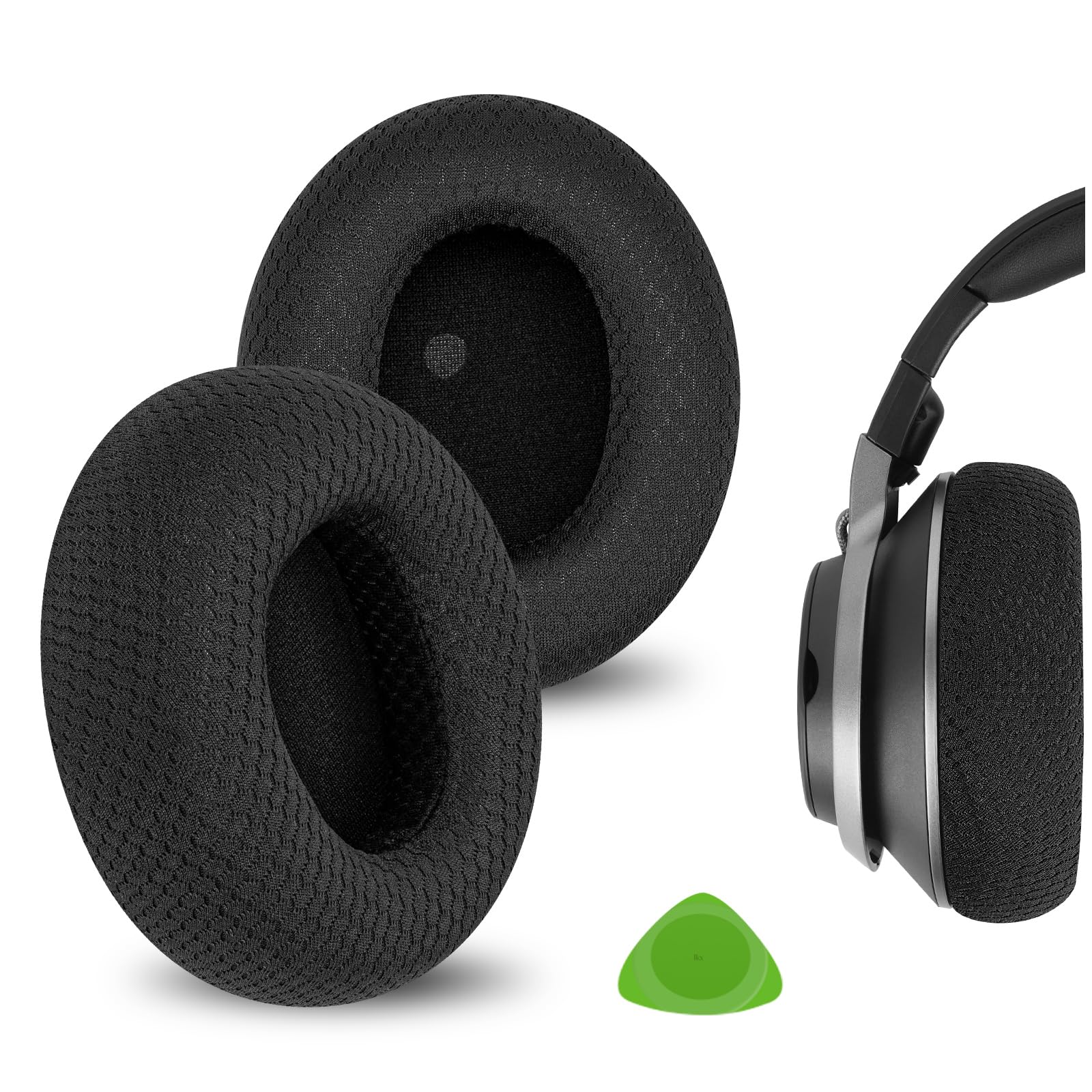 Geekria Comfort Mesh Fabric Replacement Ear Pads Compatible with Turtle Beach Stealth Pro Headphones, Ear Cushions (Black)