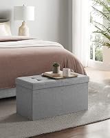 SONGMICS Mazie Storage Ottoman Bench 110 cm Light Grey Folding Foot Rest 131 L view 7