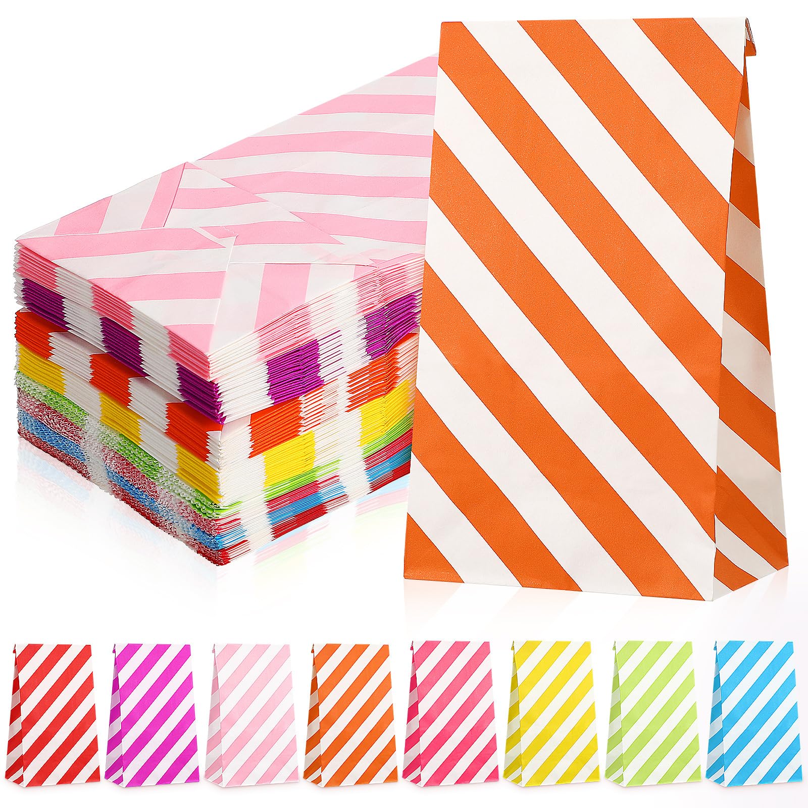 80pcs Small Kraft Paper Treat Bags Paper Cookie Bags Flat Favor Bag Small Bags Snacks Cookie Popcorn Party Bag Pouch for Goodie Candy Bakery Wedding Supplies