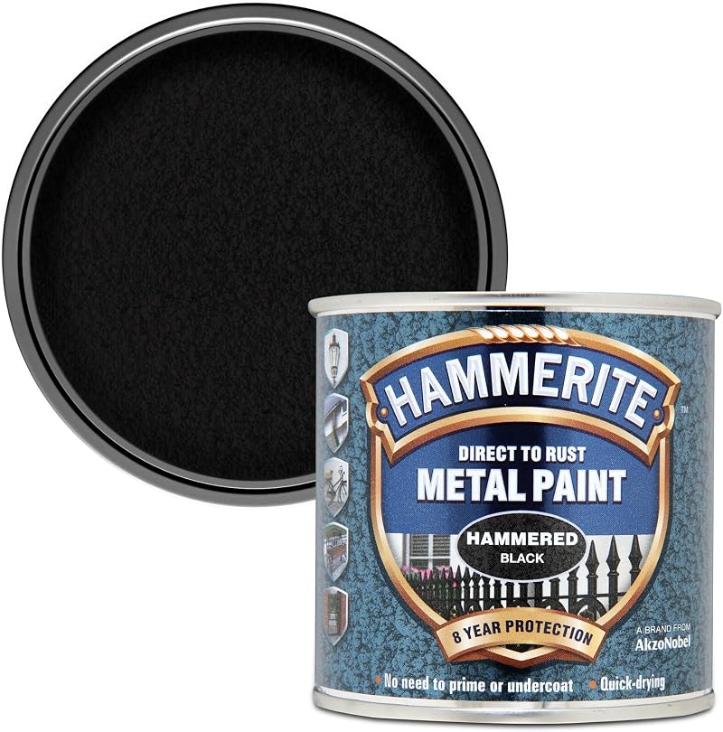 Hammerite Direct to Rust Metal Paint Hammered Black 250ML