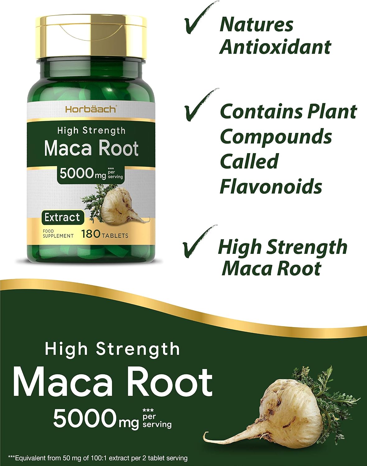 Maca Root 7500mg, 180 count (Pack of 1) - Image 3