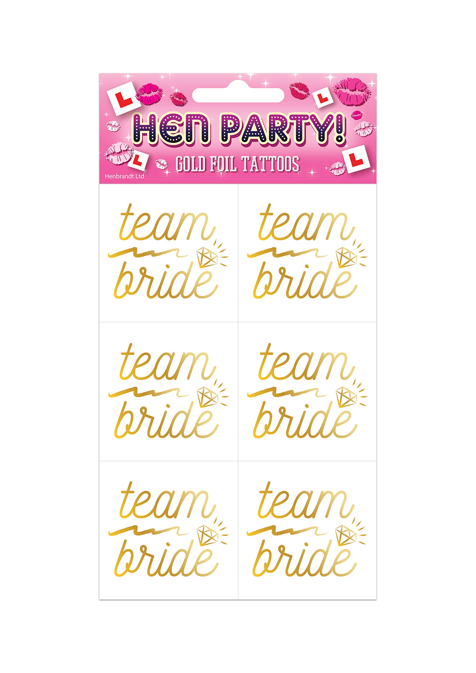 We Personalize 12 Hen Party Gold Temporary Team Bride Tattoos - Team Bride Hen Night Accessories for Hen Do, Hen Party accessories