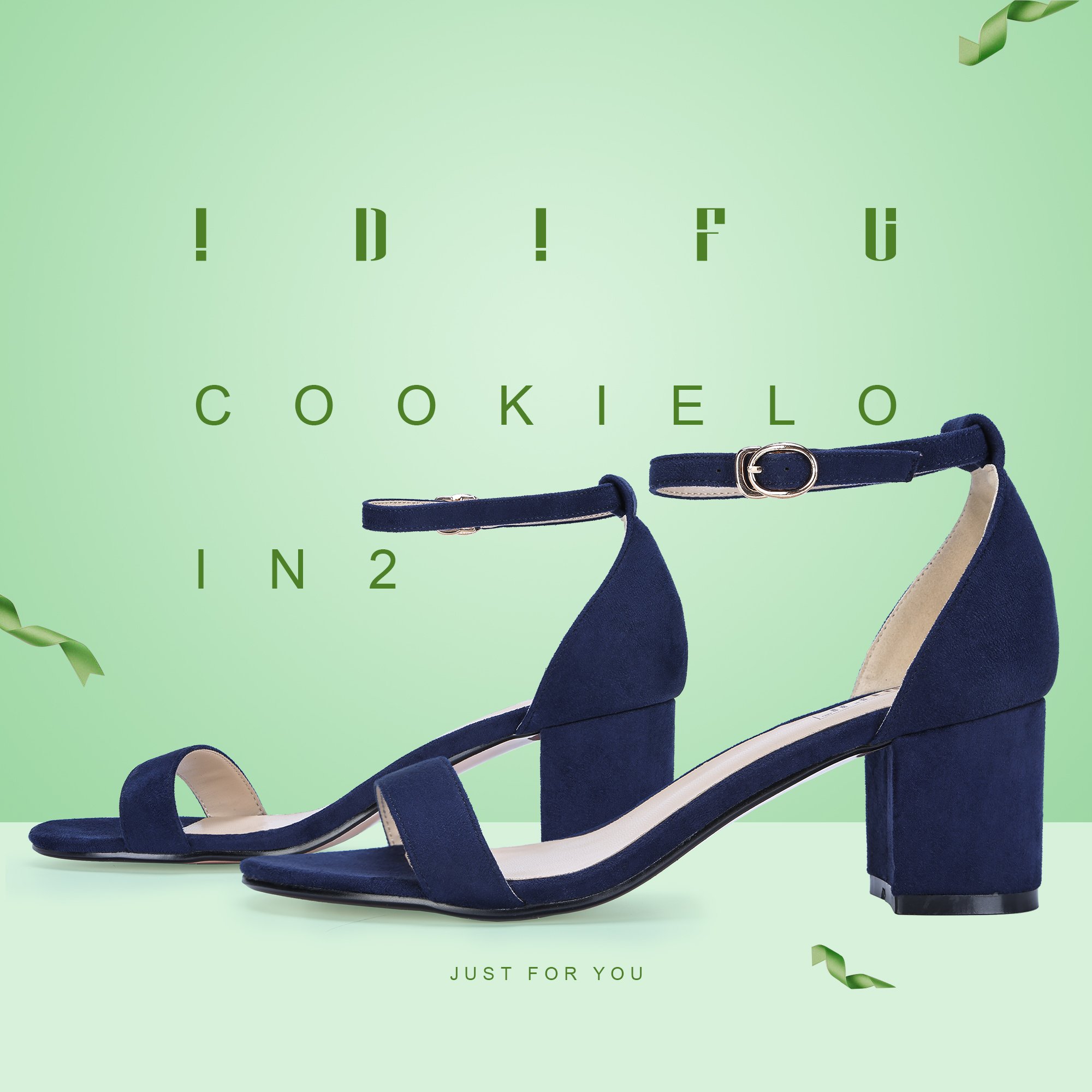 IDIFU Women's Cookie-LO Low Block Heels Chunky Sandals Ankle Strap Wedding Dress Pump Shoes - Image 3