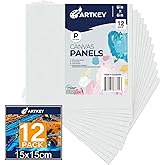 Artkey Canvas Panels 6x6 Inch 12-Pack, 10 oz Primed 100% Cotton White Blank Canvases for Painting, Square Flat Canvas Board for Oil Acrylics Watercolor & Tempera Paints
