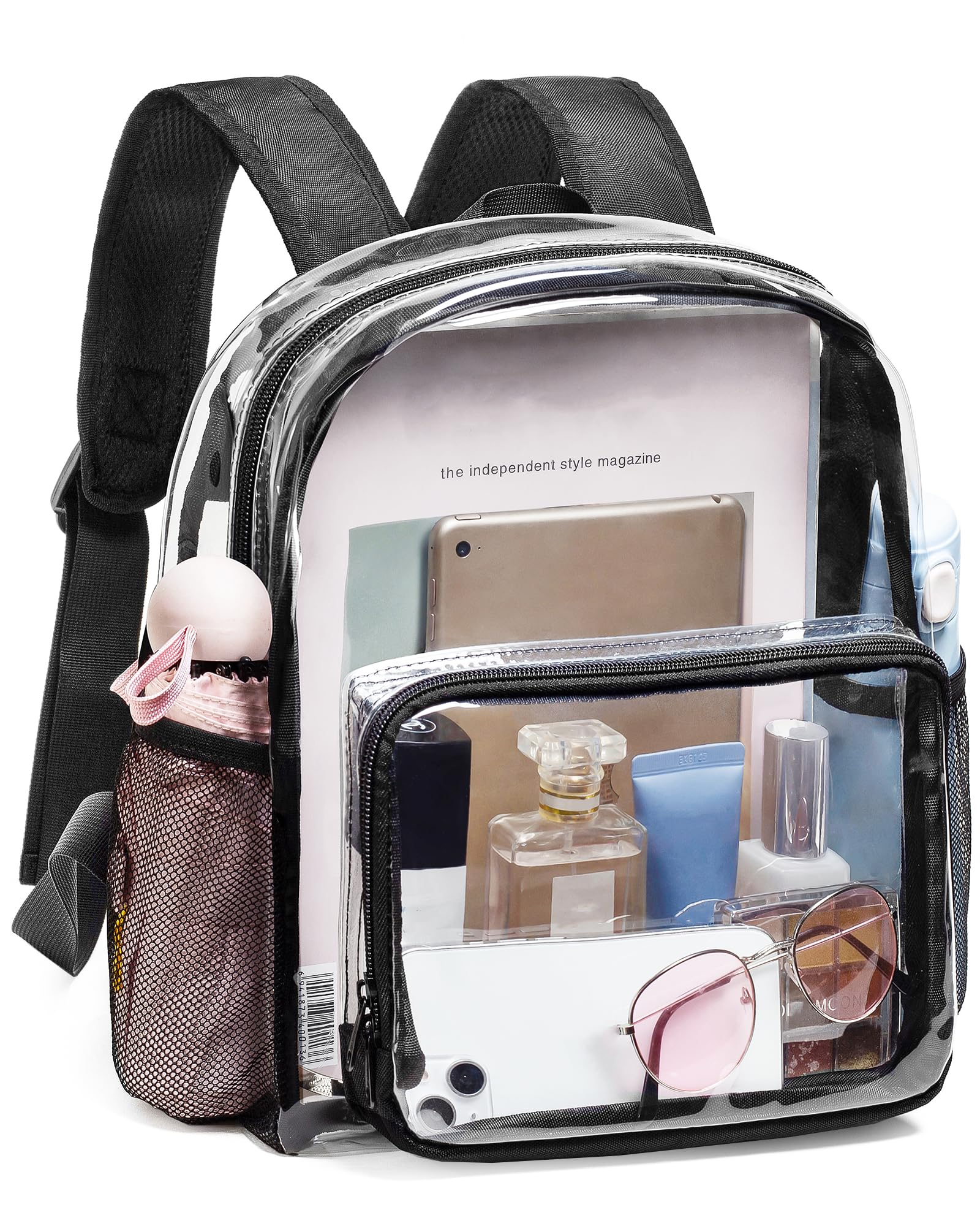Photo 1 of Vorspack Clear Mini Backpack - Stadium Approved 12x12x6 Small, Stadium Backpack for Women with 2 Water Holders Heavy Duty for Concert Work Sport Games Festival Venues - Black