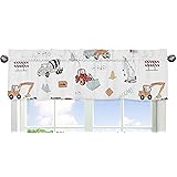 Sweet Jojo DesignsConstruction Truck Window Treatment Valance - Grey Yellow Orange Red and Blue Transportation