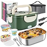 AOSION Electric Lunch Box for Adults, Heated Lunch Box 3-IN-1 80W Self Portable Food Warmer for Car/Truck/Office, Upgraded Lunch Box Leak-Proof Stainless Steel Container, Gifts for family. Drak green
