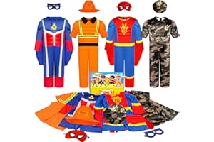 Teuevayl Boys Muscle Chest Dress up Costumes Trunk with Superhero, Construction Worker, Military Costume, Kids Pretend Role Play Costumes Set, Boys Dress up Clothes for Kids Ages 3 4 5 6 7