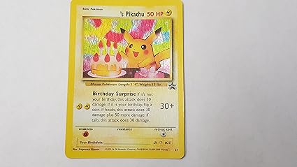 Pokemon Card Black Star Promo 24 S Pikachu Happy Birthday Pikachu