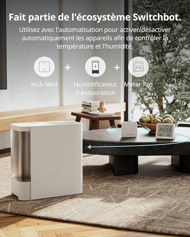 Station Météo sans Fil, Moniteur de Température/Humidité avec Prévisions Météorologiques, Thermomètre et Hygromètre SwitchBot Hub Requis, Bluetooth 120M, Thermometre Interieur Exterieur