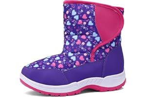 K KomForme Boys & Girls Snow Boots Warm Anti-Slip Outdoor Winter Shoes (Toddler/Little Kid/Big Kid)