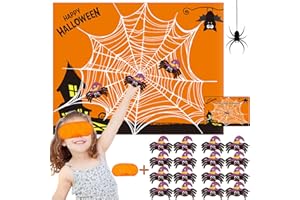 Funnlot Halloween Games for Kids Party Pin The Spider on The Web Halloween Party Games Activities Pin The Tail