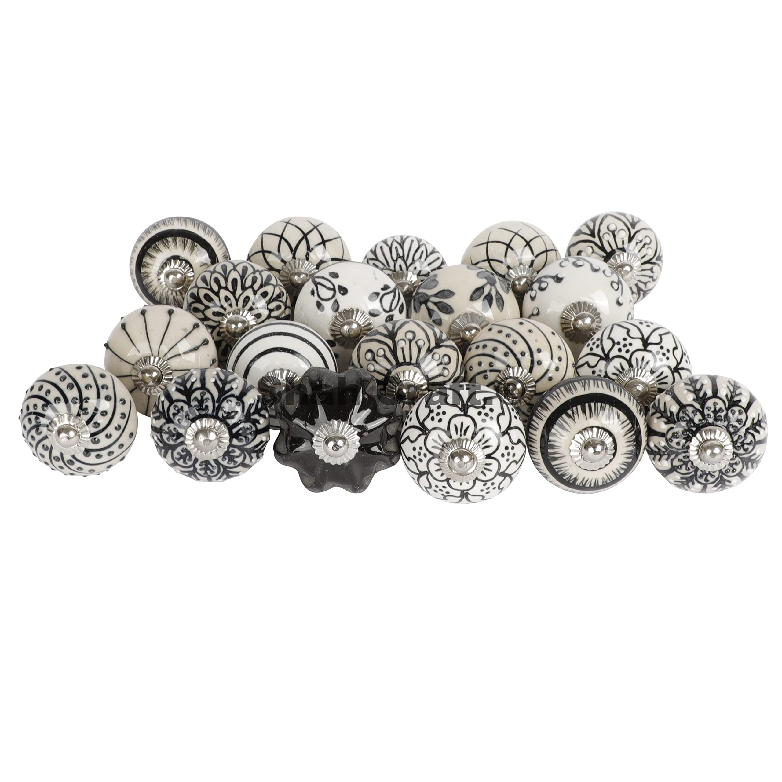 Shah Crafts.Ceramic Door Knobs Set of 12 Premium Quality Assorted Flower Designs Handmade for Vintage Shabby Chic Interior Furniture Cabinet Cupboard Wardrobe Drawers Pulls Handles