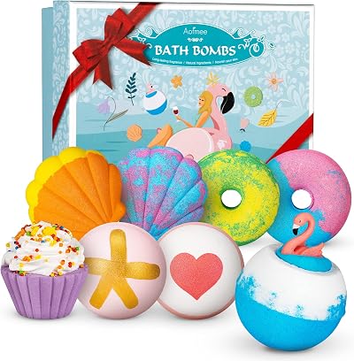 Aofmee Bath Bombs Gift Set for Women 8 Scents Floral Spa Bath Gift