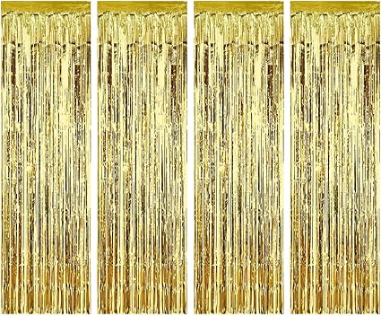 Amazon Com Foil Curtains Metallic Fringe Curtains 4pack Tinsel