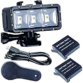 Suptig Waterproof Light High Power Dimmable Dual Battery Waterproof LED Video Light Diving Underwater Light Compatible for Go