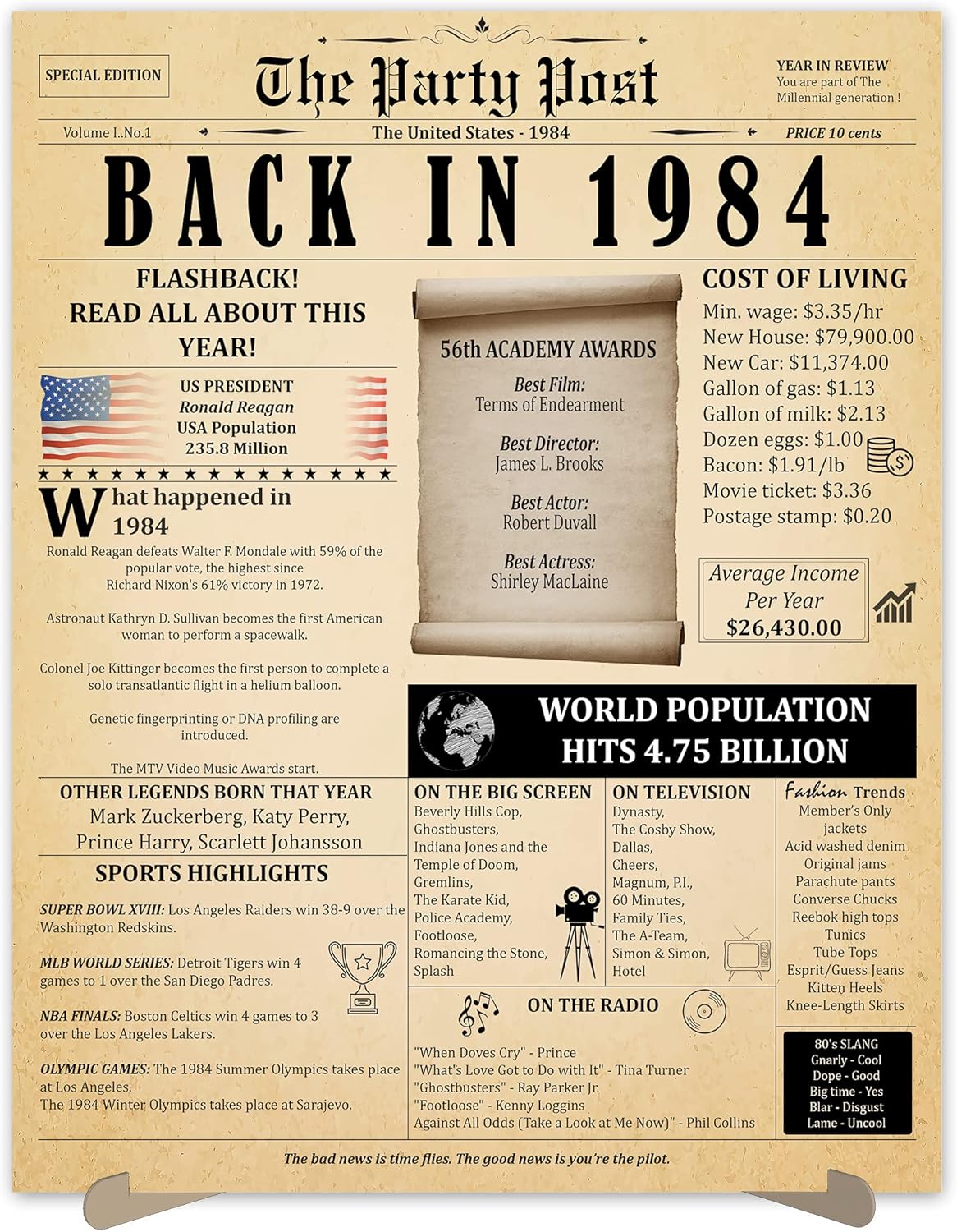 Posters & Prints - 39th Birthday Party Decorations Poster - 39 Years Ago Anniversary Sign 11x14 In. Vintage Home Decor Supplies for Her or Him. Back In 1984 Historical Banner for Women or Men Turning 39 Years Old