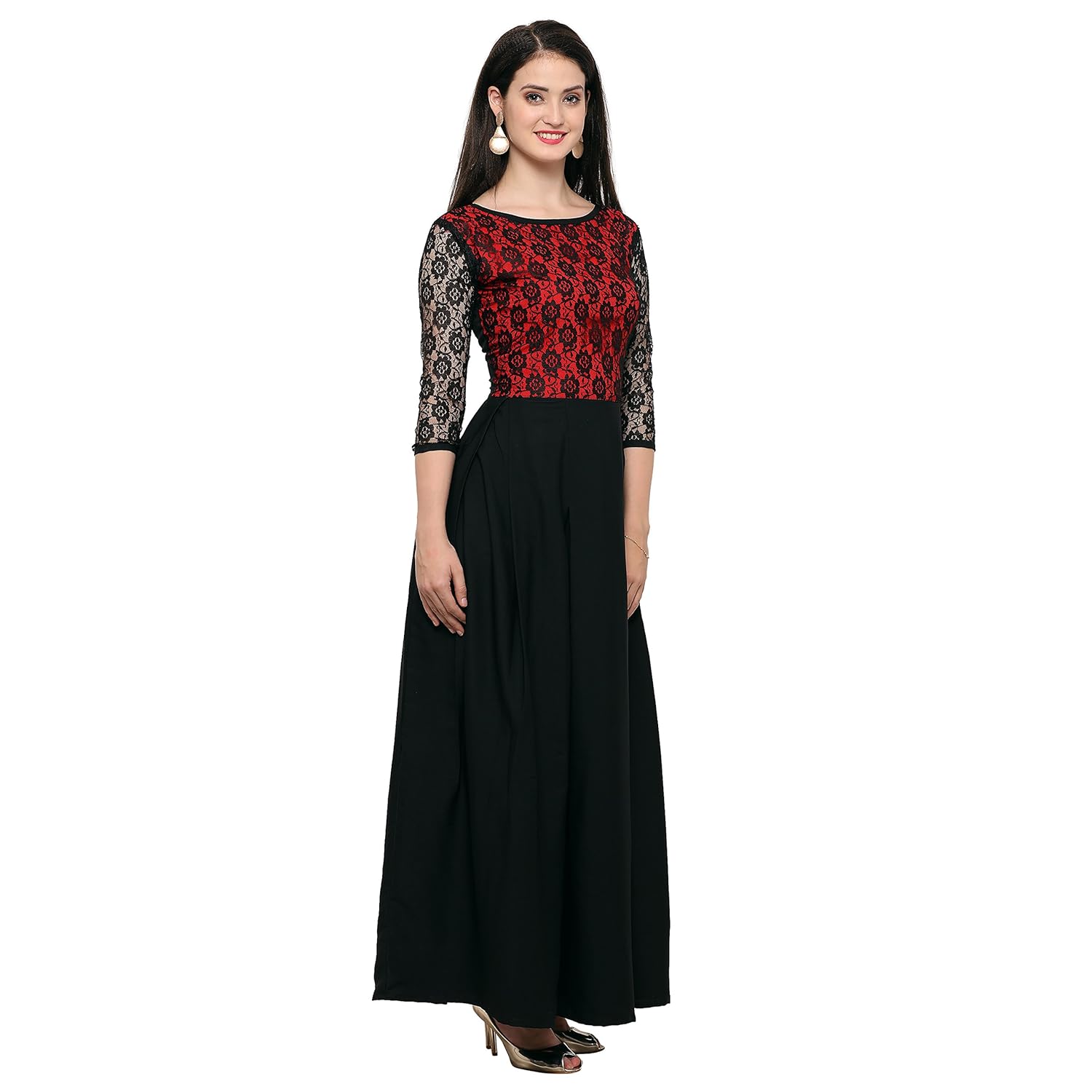 brahmani creation surat women's crepe dress (black)