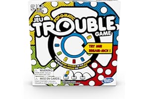 Hasbro Jeu de société Trouble pour enfants de 5 ans et plus de 2 à 4 joueurs, version bilingue anglais et français, A5064CA6