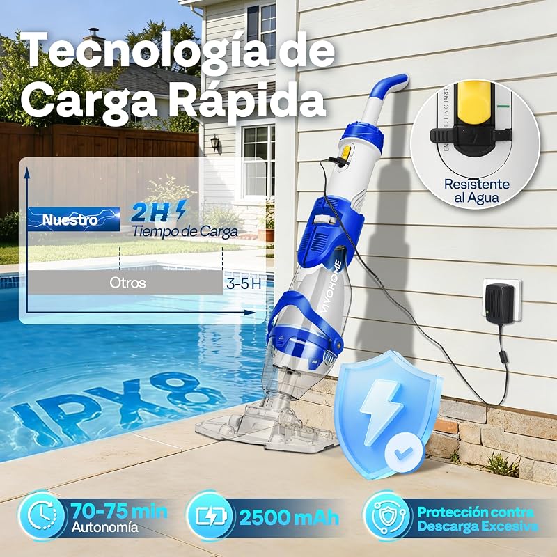 Limpiador Portátil para Piscina con Pértigas Telescópicas 250cm