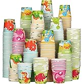 Skyley 600 Pack 3 oz Bathroom Paper Cups for Kids Disposable Mini Animal Mouthwash Cup Small Cold Beverage Drinking Container for Home Office Birthday Party Water Coolers(Dinosaur Style)