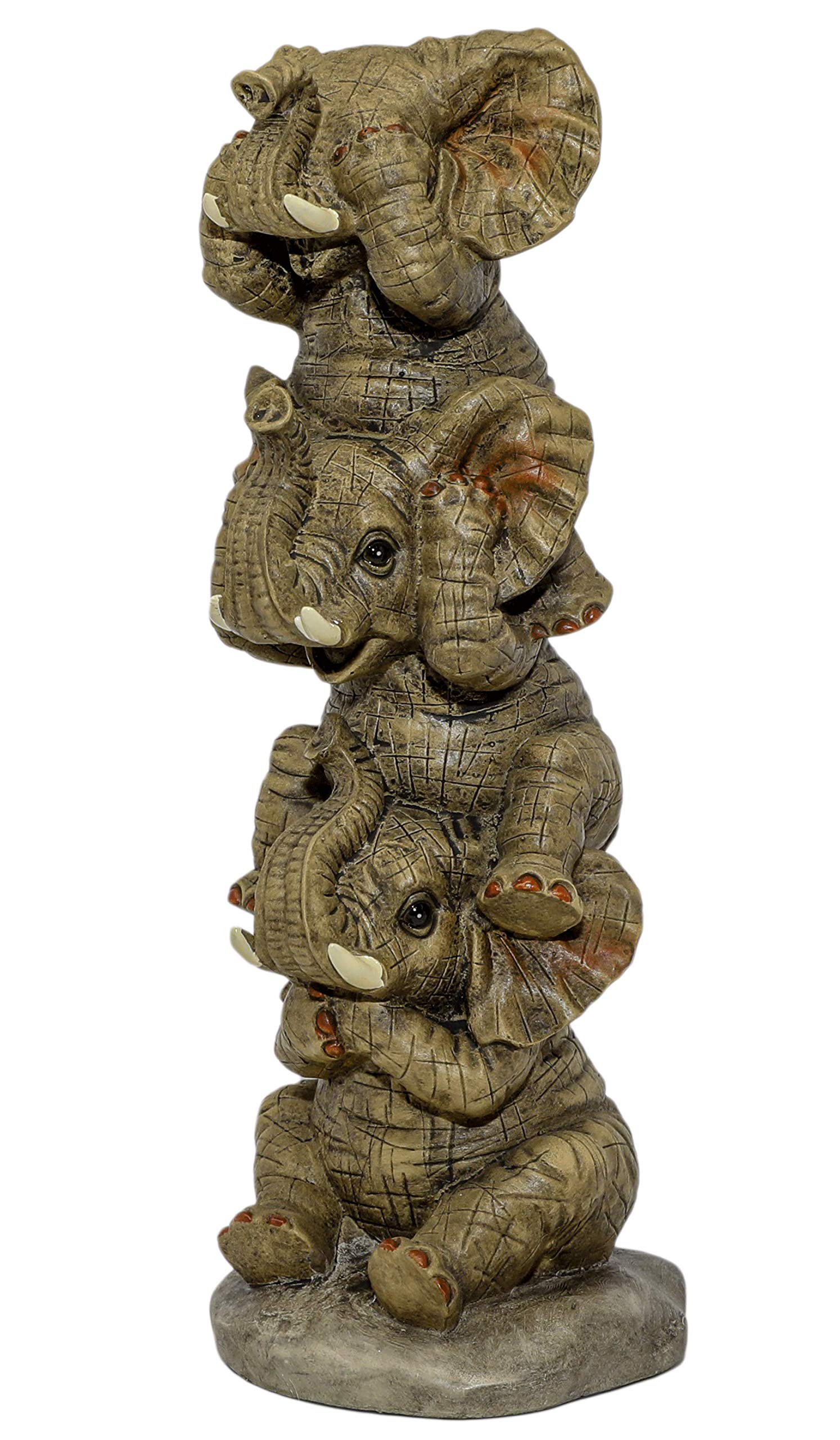 THORNE ANTIQUES AND COLLECTABLES Three Wise Elephants - See No Evil Hear No Evil Speak No Evil - Baby Elephant Ornament (Grey 25cm)