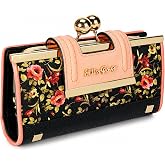 Wallet for Women Floral, Vintage Kiss-Lock Clutch Wallet with Coin Pocket | 10 Card Slots, Full-Length Bill Compartment, Spacious Interior, Coin Compartment, PU Leather, Gift Box Packaging for Everyday
