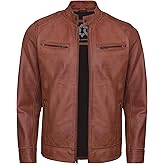 UrbanFocal Leather Jacket Men - Casual Real Lambskin Cafe Racer Style Men's Leather Motorcycle Jackets
