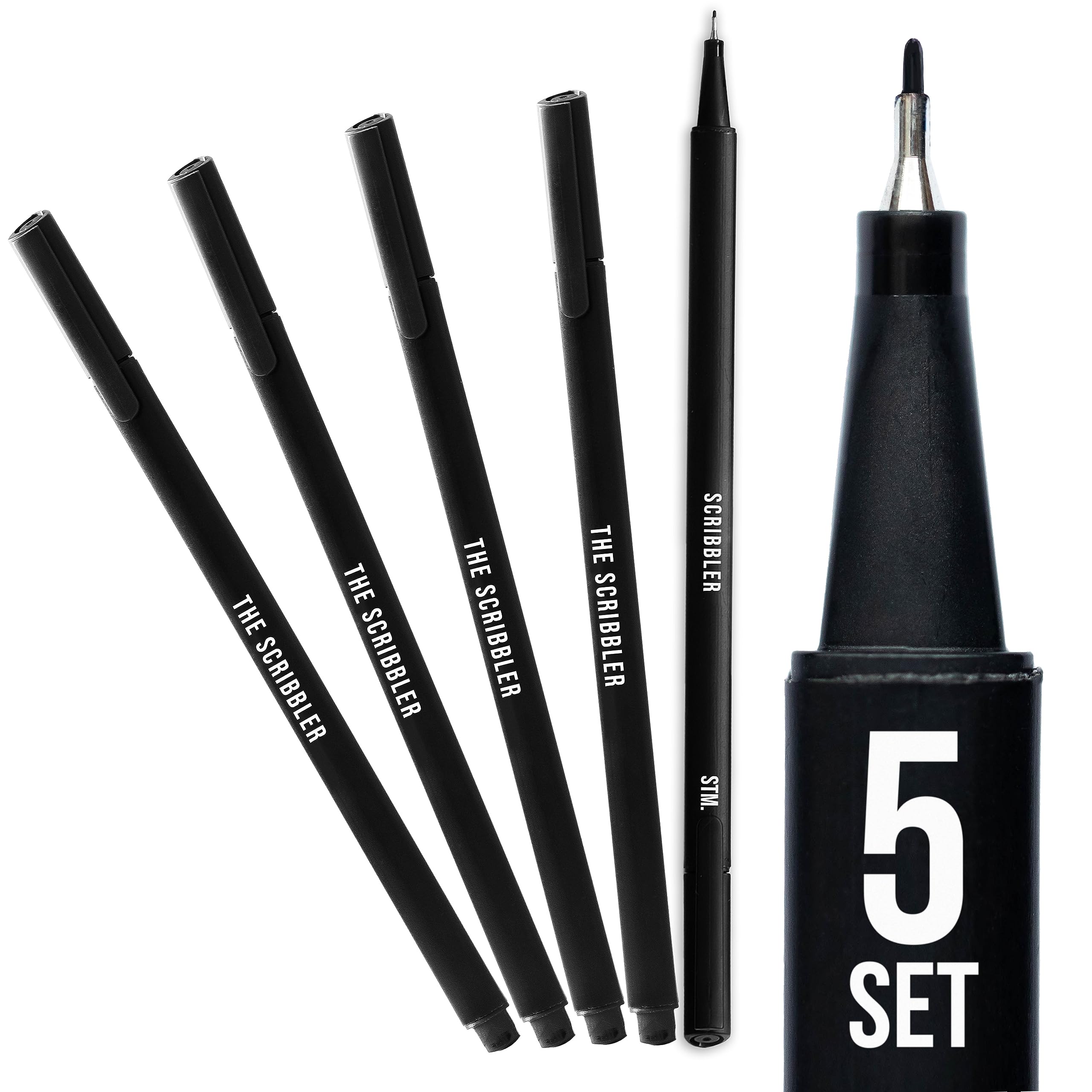 Scribbles That Matter Premium 0.7mm fineliner micron pen set of 5 | Smooth, Precise, Ergonomic Black Ink writing Pens for Journaling, Planning, Sketching