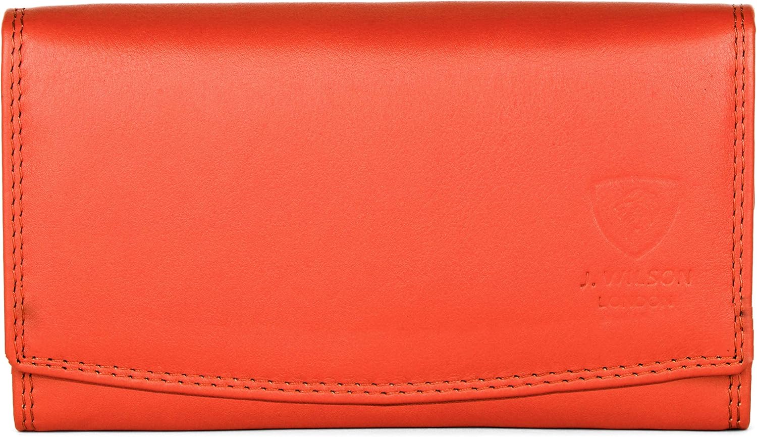 J. Wilson London Ladies RFID Protection Real Leather Purse Card Women Wallet Zip Coin Pocket, Orange - Image 3