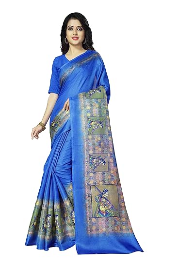 Women's Khadi Silk Printed Saree With Blouse
