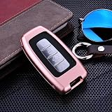 [MissBlue] Aircraft Aluminum Key Fob Cover For KIA Remote Key, Protector Case Fits KIA K2 K5 Soul Sportage R Shuma Borrego Car Key, Unisex Leather Key Fob Keychain Key Holder for Men Women - Rose Gold