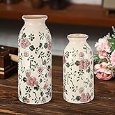 Ninehaoou 2 Pcs Ceramic Small Vase Rustic Farmhouse Vase Boho Vases Home Decoration for Your Kitchen Bedroom Office Bathroom & Shelf Centerpiece Table Decorative(Classic)