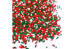 COBAKEY Christmas Sprinkles for Cake Decorating Edible Nonpareils Red Green White Sprinkles Mix7 ounce for Cookies Ice Cream Cupcake Topper Perfect for Christmas
