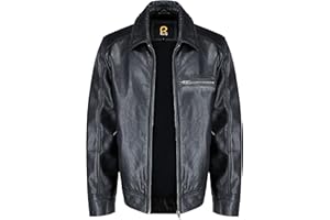Rauly Polo Collar Premium Leather Jacket Men - Old School Classic Style Everyday Wear Real Lambskin Mens Leather Jacket