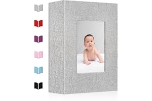 EJBLFE Small Photo Album 4x6,Linen Cover Slide-in Mini Photo Album Book Can Holds 100 4x6 Photos with 50 Black Sheets for Baby Family Pictures Artwork or Postcards Storage (Gray)