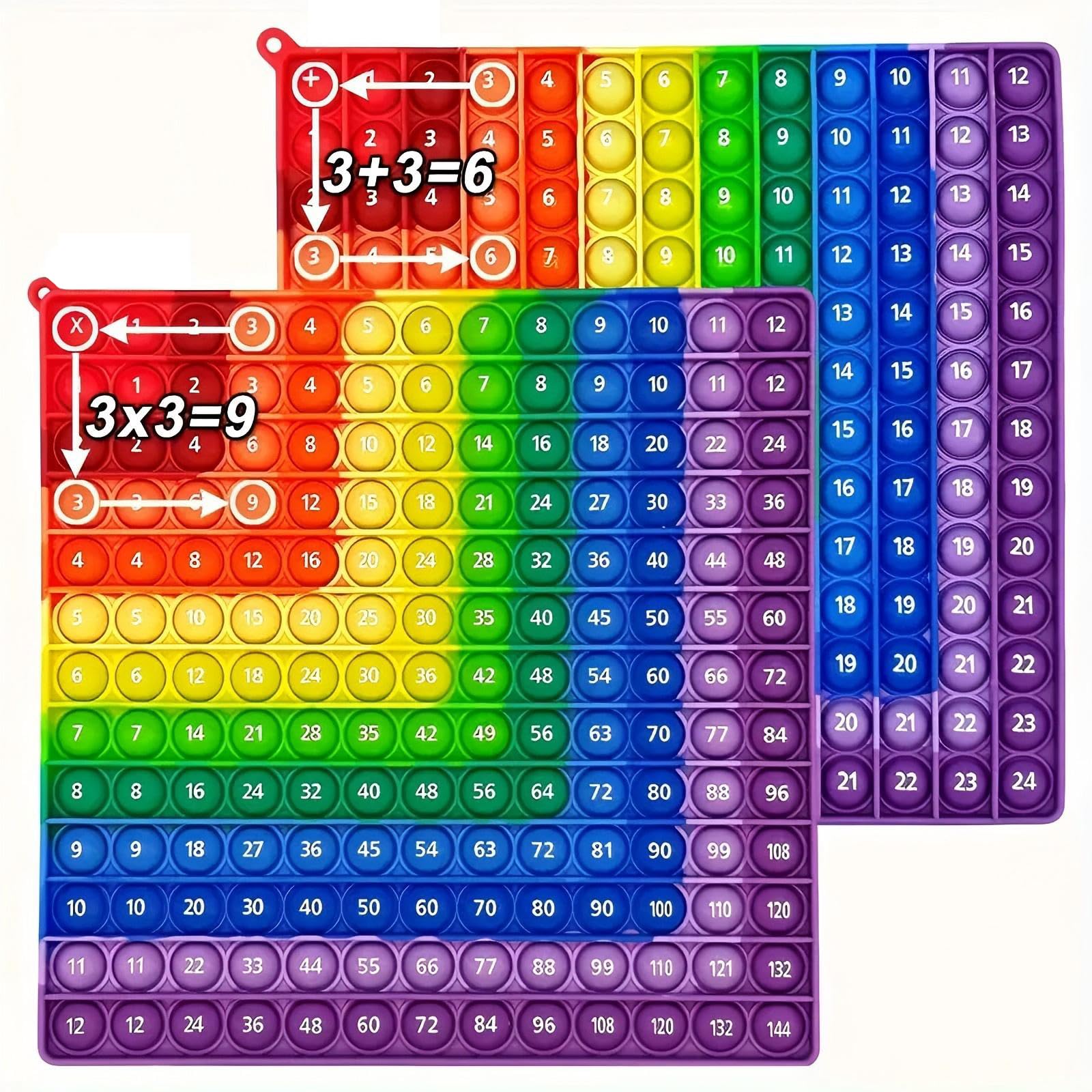 Silicone 9x9 Times Table Poppet Math Learning Toy with Addition Board, FeiatPogra Multiplication Pop It Interactive Math Practice Kit for Kids Maths Games and Maths Toys