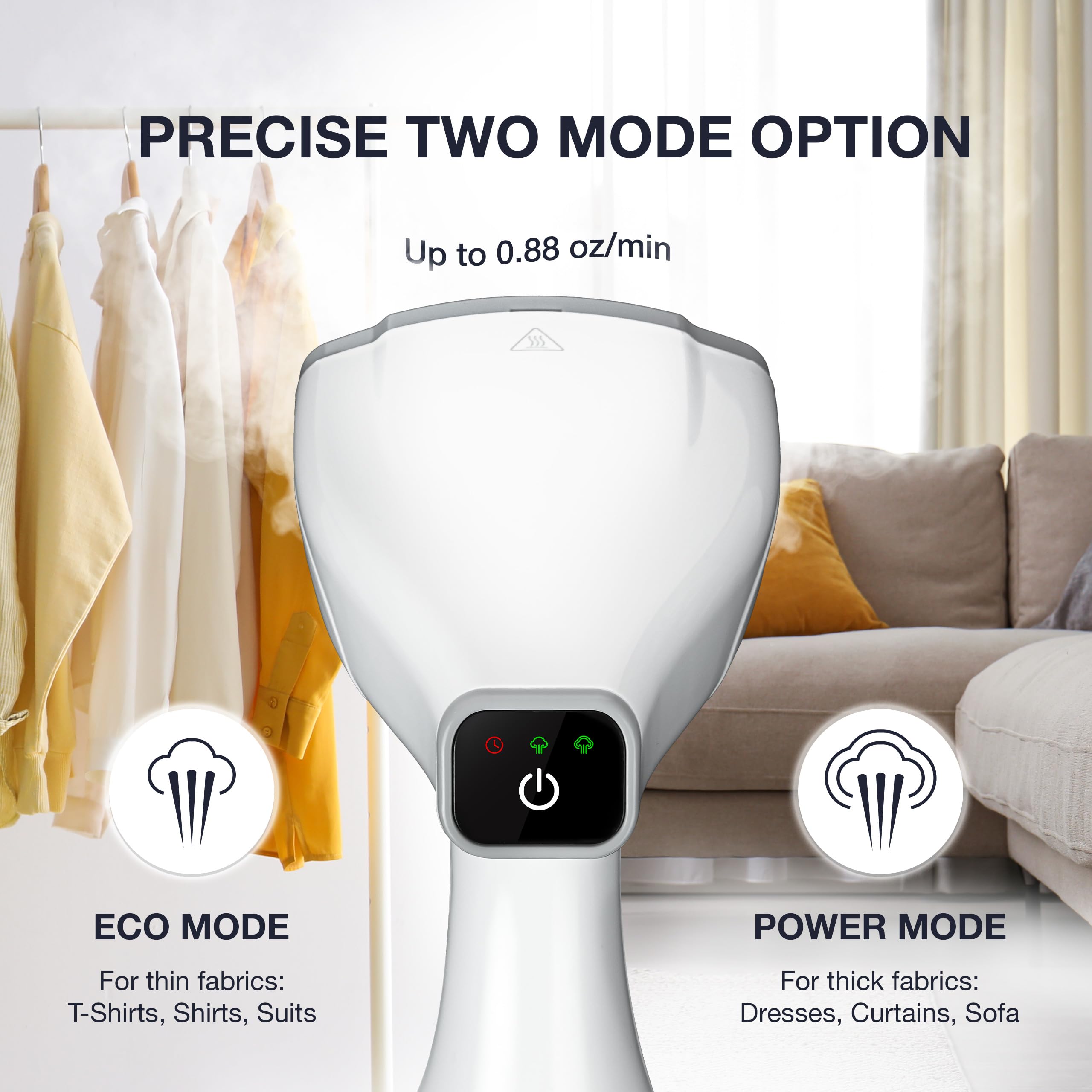 LEBENLANG Portable steamer for clothes - 1500W & 10 oz incl. ironing glove & attachments I Clothing steamer handheld I Travel garment steamers Plancha a vapor para ropa Planchas de vaporizador Fabric