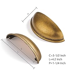 CABDM 10 Pack 3-1/2" Drawer Pulls Antique Brass