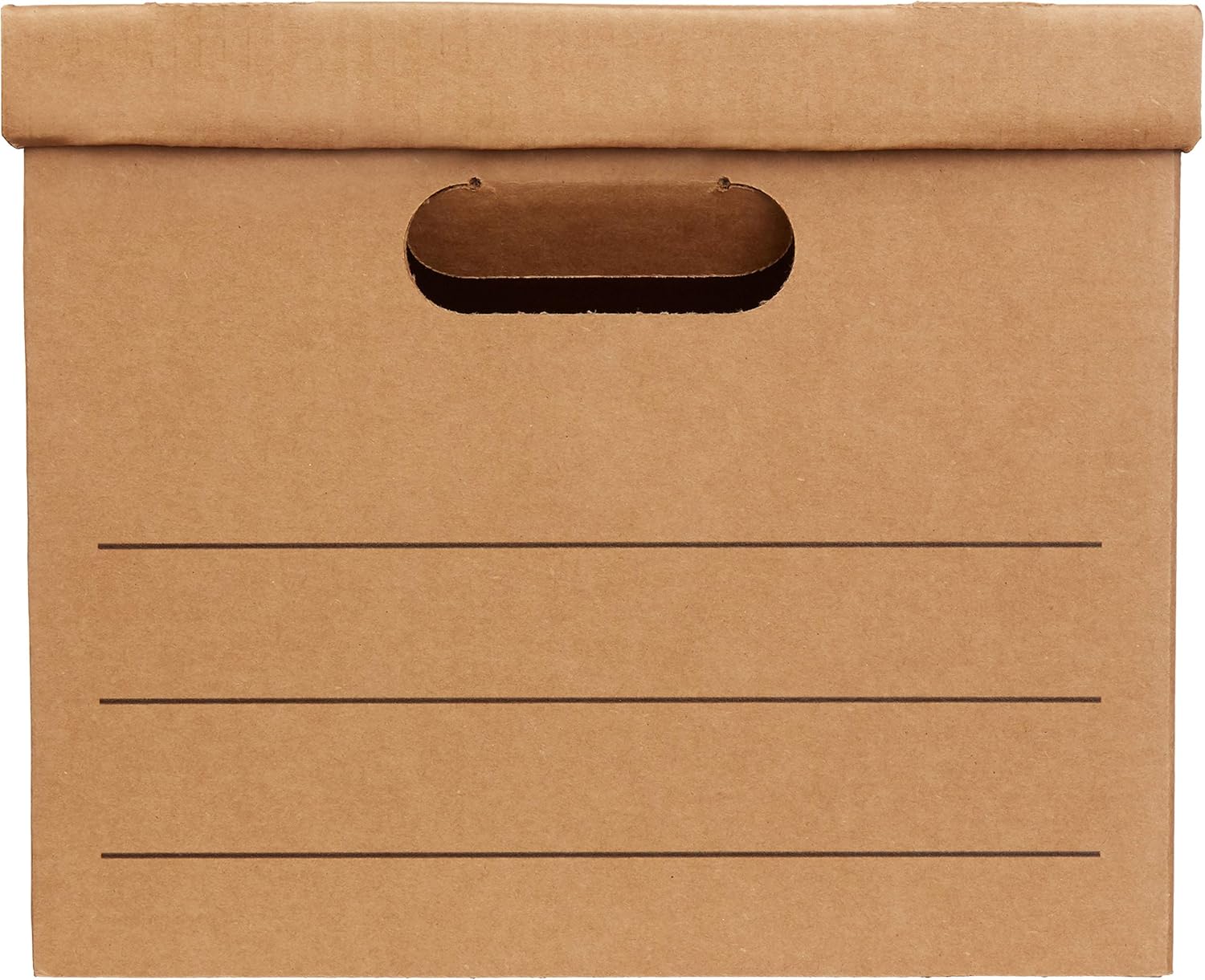  Basics Moving Boxes with Lid and Handles - 15" x 10" x 12", Small, 20-Pack : Office Products