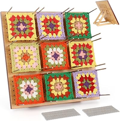 Coopay Blocking Board for Crochet 11 inch Grid with Pins Wooden Easel
