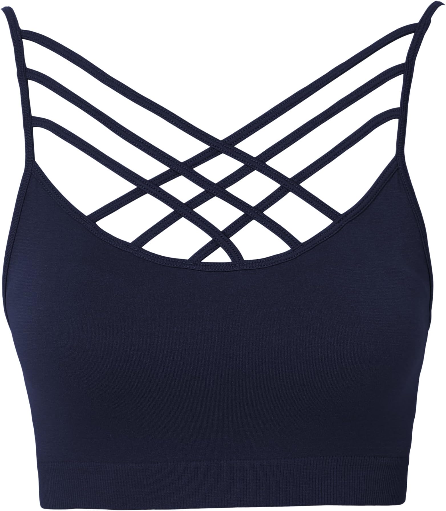 TheMogan S~3X Padded Or No Pad Bustier Crop Top Crisscross Bralette Bra Top