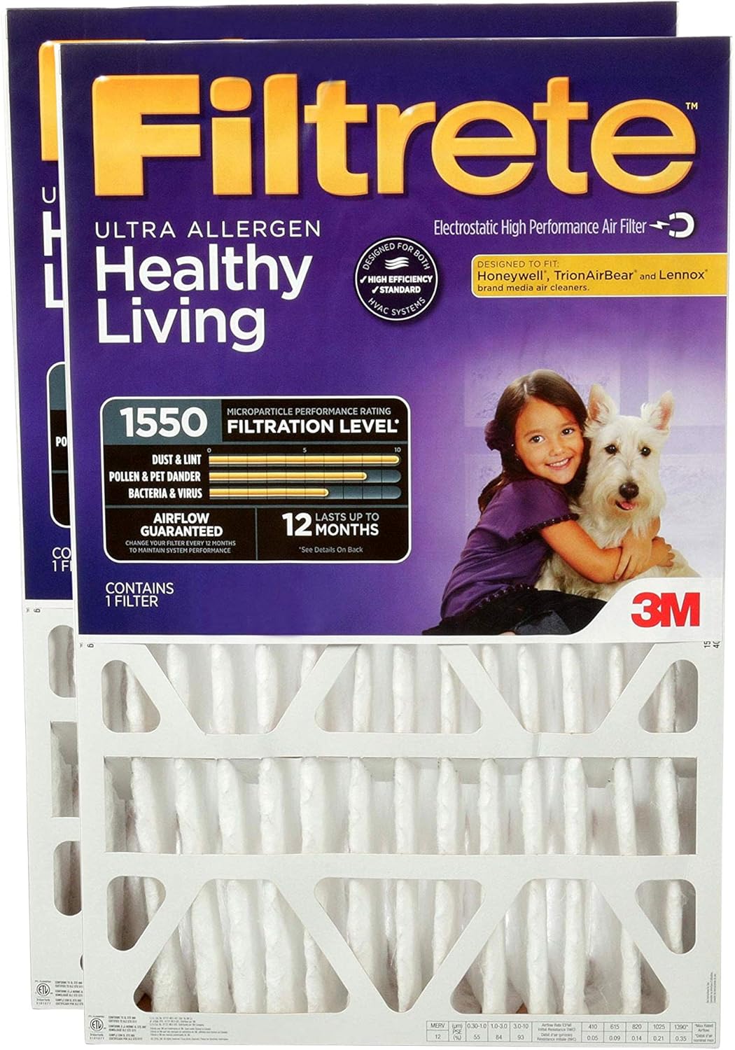 Filtrete 20x25x5, AC Furnace Air Filter, MPR 1550 DP, Healthy Living