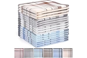 Goaste 24 Pack Cotton Handkerchiefs for Men, 15.7" Men's Soft Hankies with Stripe, Classic Pocket Square Towel for Gifting, Weddings, Anniversary, Father's Day, Thanksgiving Day, Assorted Colors