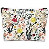 iapodiad Makeup Bag Blooming Flower Cosmetic Bag Mini Portable Travel Toiletry Bag Organizer Makeup Brushes Aesthetic Accessories Waterproof Storage Bag for Women