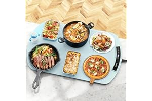 COANTO Food Warming Mat, Electric Warming Tray for Buffets & Parties, Silicone Heating Mat for Food with 9 Temperature Settings, Roll-Up Storage, 25.8"x15.6", Blue
