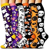 6 Pairs Compression Socks for Women & Men 15-20mmHg Graduated Support Knee High Socks for Nurses, Travel, Athletic