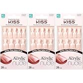 Kiss Salon Acrylic Nude French Nails 28 Count (Breathtaking) (3 Pack)