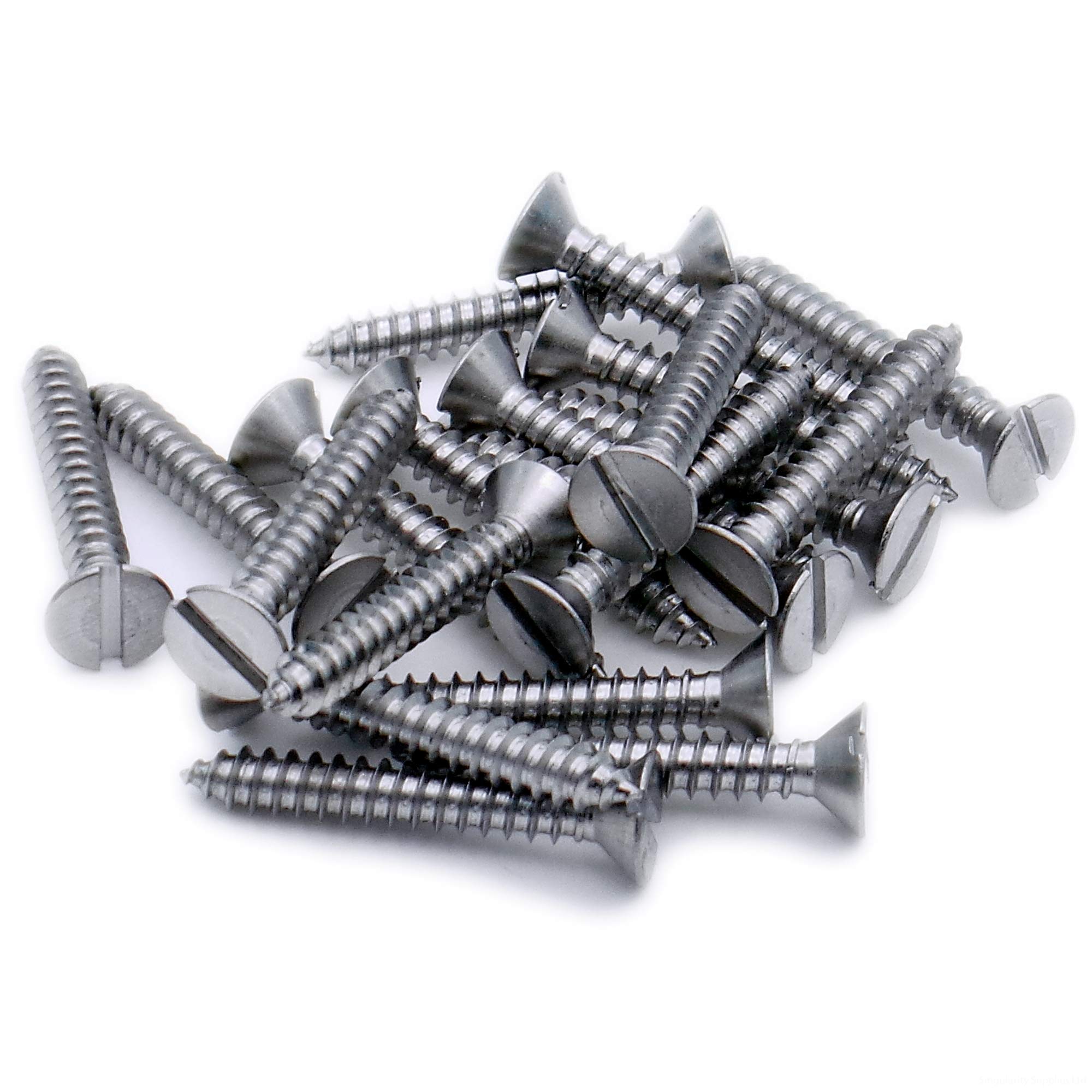 No.10 x 2 (4.8mm x 50mm) Slot Countersunk Self-Tapping Screw - Stainless Steel (A2) (Pack of 20)